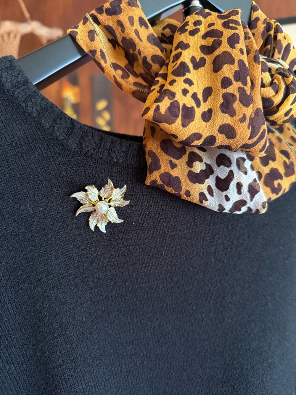 Gold Floral Pearl Brooch - Women Jewelry